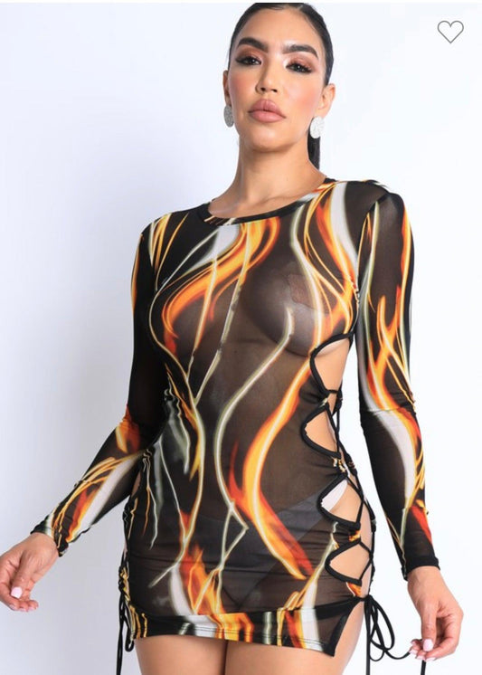 Flame Smoke Mini Dress-Abundance Junky Stylish Clothing Boutique for Women