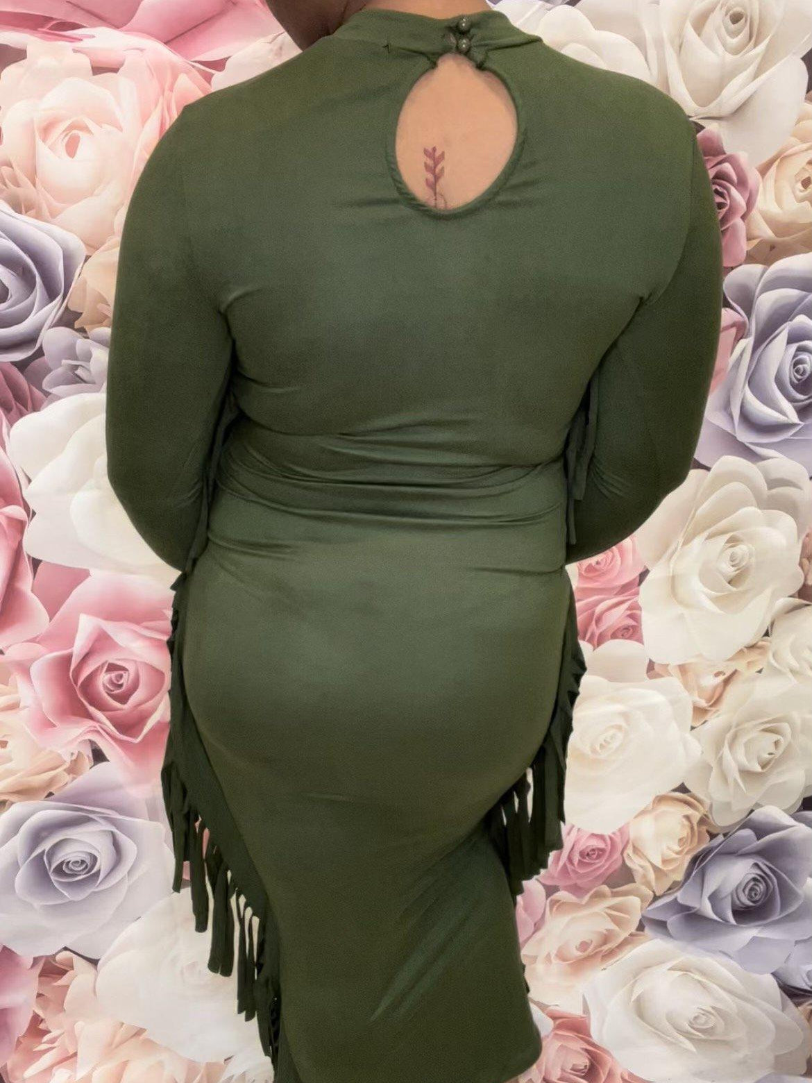 Fringe Maxi Dress-Medium-Olive-Abundance Junky Stylish Clothing Boutique for Women