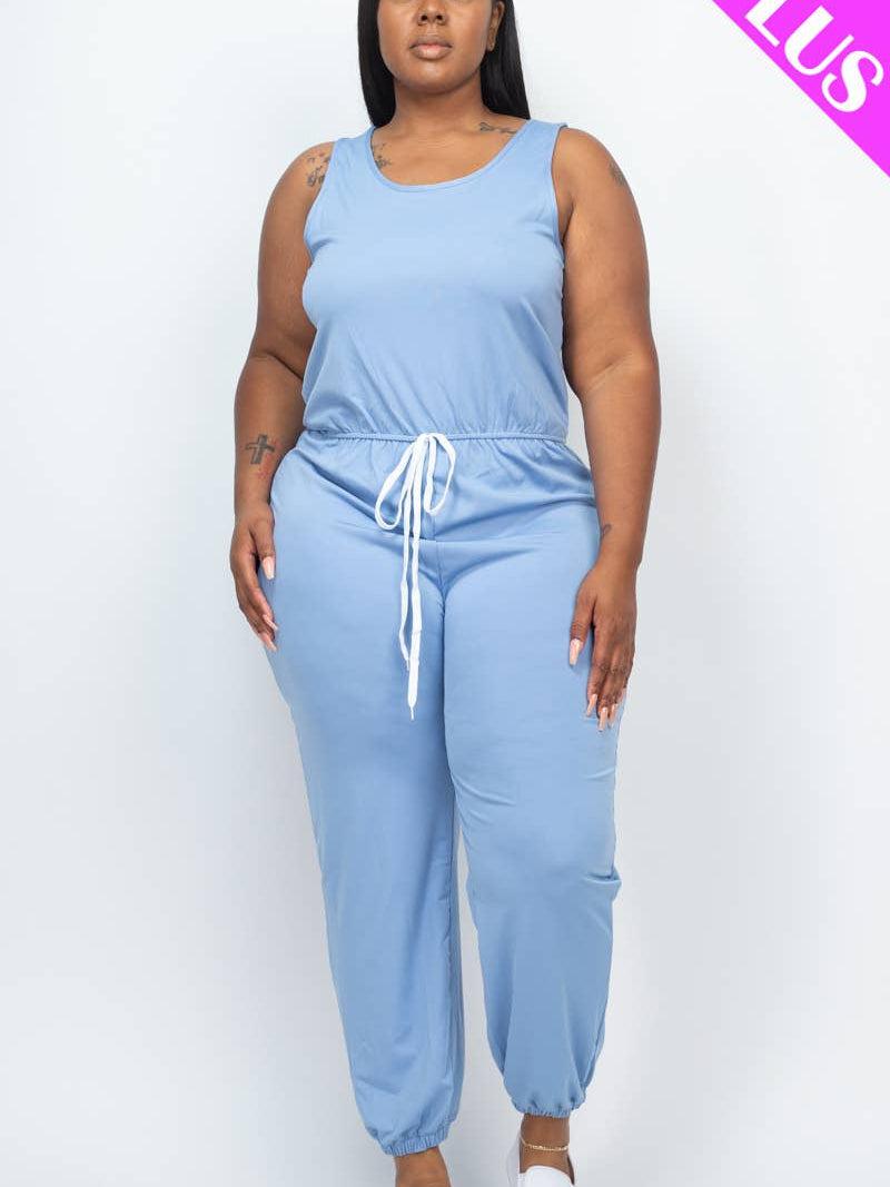 Jogger Jumpsuit Blue-Abundance Junky Stylish Clothing Boutique for Women