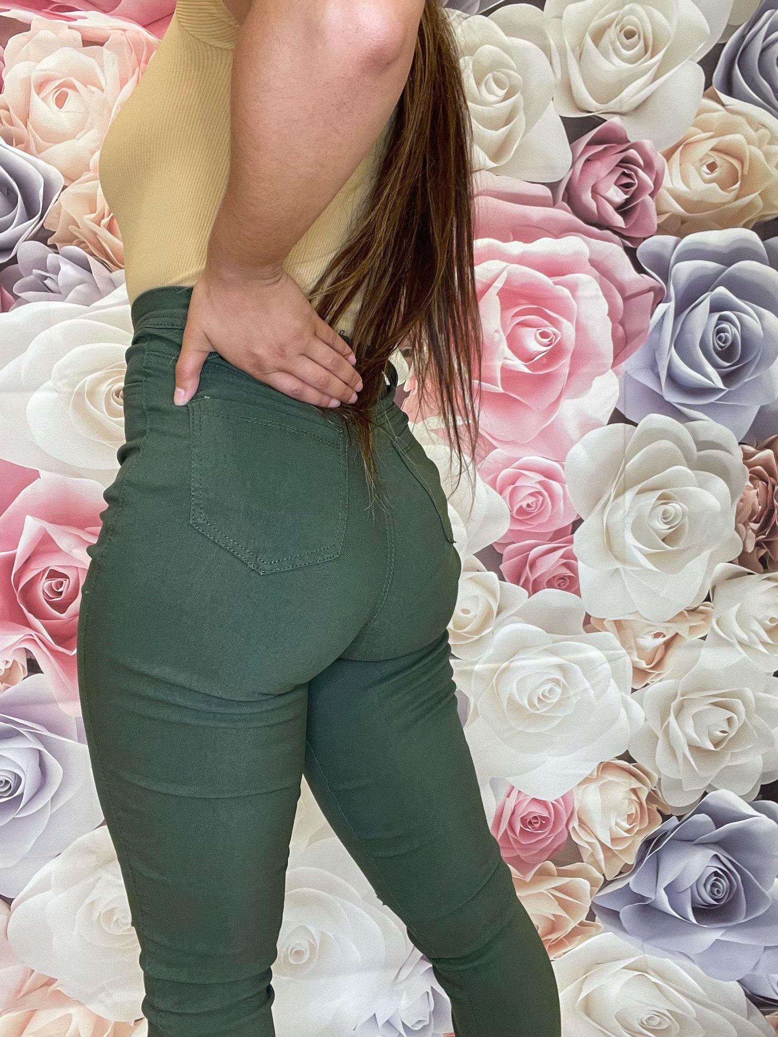 Olive Knee Slit Jeans-Abundance Junky Stylish Clothing Boutique for Women