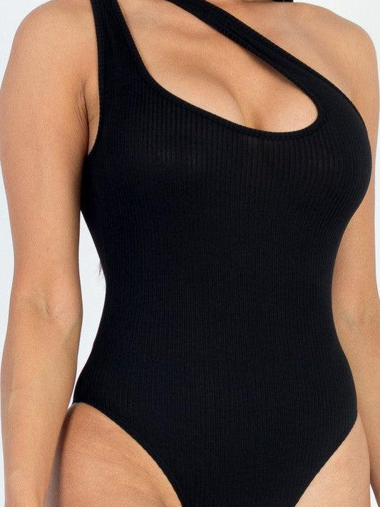 One Shoulder Bodysuit Black-Abundance Junky Stylish Clothing Boutique for Women