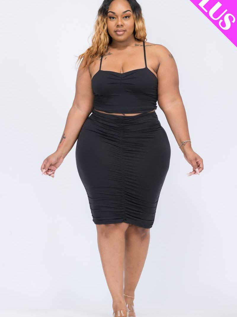 Ruched Crop Top and Skirt Set-Abundance Junky Stylish Clothing Boutique for Women